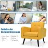 imageGiantex Upholstered Accent Chair Modern Mid Century Linen Fabric Living Room Chair with Arms Max Load 265 Lbs Comfy Tufted Single Sofa for Reading Bedroom Office Club GreyYellow