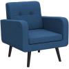 imageGiantex Upholstered Accent Chair Modern Mid Century Linen Fabric Living Room Chair with Arms Max Load 265 Lbs Comfy Tufted Single Sofa for Reading Bedroom Office Club GreyBlue
