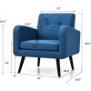 imageGiantex Upholstered Accent Chair Modern Mid Century Linen Fabric Living Room Chair with Arms Max Load 265 Lbs Comfy Tufted Single Sofa for Reading Bedroom Office Club GreyBlue