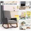 imageGiantex Upholstered Rocking Chair Modern Fabric Armchair wWood Base Side Pocket Linen Padded Seat High Back Accent Glider Rocker Chair MidCentury Leisure Chair for Nursery Living Room GrayGrey