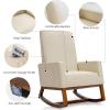 imageGiantex Upholstered Rocking Chair Modern Fabric Armchair wWood Base Side Pocket Linen Padded Seat High Back Accent Glider Rocker Chair MidCentury Leisure Chair for Nursery Living Room GrayBeige