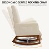 imageGiantex Upholstered Rocking Chair Modern Fabric Armchair wWood Base Side Pocket Linen Padded Seat High Back Accent Glider Rocker Chair MidCentury Leisure Chair for Nursery Living Room GrayBeige