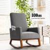 imageGiantex Upholstered Rocking Chair Modern Fabric Armchair wWood Base Side Pocket Linen Padded Seat High Back Accent Glider Rocker Chair MidCentury Leisure Chair for Nursery Living Room GrayGrey