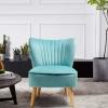 imageGiantex Velvet Accent Chair Upholstered Modern Sofa Chair wWood Legs Thickly Padded Small Armless Wingback Club Chairs for Living Room Bedroom FurnitureTurquoise