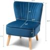 imageGiantex Velvet Accent Chair Upholstered Modern Sofa Chair wWood Legs Thickly Padded Small Armless Wingback Club Chairs for Living Room Bedroom FurnitureBlue