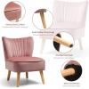 imageGiantex Velvet Accent Chair Upholstered Modern Sofa Chair wWood Legs Thickly Padded Small Armless Wingback Club Chairs for Living Room Bedroom FurniturePink