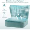 imageGiantex Velvet Accent Chair Upholstered Modern Sofa Chair wWood Legs Thickly Padded Small Armless Wingback Club Chairs for Living Room Bedroom FurnitureTurquoise