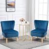 imageGiantex Velvet Accent Chair Upholstered Modern Sofa Chair wWood Legs Thickly Padded Small Armless Wingback Club Chairs for Living Room Bedroom FurnitureBlue