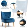 imageGiantex Velvet Accent Chair Upholstered Modern Sofa Chair wWood Legs Thickly Padded Small Armless Wingback Club Chairs for Living Room Bedroom FurnitureBlue