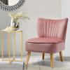 imageGiantex Velvet Accent Chair Upholstered Modern Sofa Chair wWood Legs Thickly Padded Small Armless Wingback Club Chairs for Living Room Bedroom FurniturePink