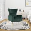 imageGiantex Velvet Accent Chair with Lumbar Pillow Upholstered Tufted Wingback Arm Chair wGolden Metal Legs Mid Century Modern Single Sofa Chair for Living Room Bedroom Max Load 400 LBS PinkGreen