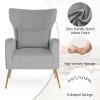 imageGiantex Velvet Accent Chair with Lumbar Pillow Upholstered Tufted Wingback Arm Chair wGolden Metal Legs Mid Century Modern Single Sofa Chair for Living Room Bedroom Max Load 400 LBS PinkGrey