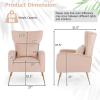 imageGiantex Velvet Accent Chair with Lumbar Pillow Upholstered Tufted Wingback Arm Chair wGolden Metal Legs Mid Century Modern Single Sofa Chair for Living Room Bedroom Max Load 400 LBS PinkPink