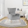 imageGiantex Velvet Accent Chair with Lumbar Pillow Upholstered Tufted Wingback Arm Chair wGolden Metal Legs Mid Century Modern Single Sofa Chair for Living Room Bedroom Max Load 400 LBS PinkGrey