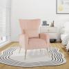 imageGiantex Velvet Accent Chair with Lumbar Pillow Upholstered Tufted Wingback Arm Chair wGolden Metal Legs Mid Century Modern Single Sofa Chair for Living Room Bedroom Max Load 400 LBS PinkPink