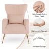 imageGiantex Velvet Accent Chair with Lumbar Pillow Upholstered Tufted Wingback Arm Chair wGolden Metal Legs Mid Century Modern Single Sofa Chair for Living Room Bedroom Max Load 400 LBS PinkPink