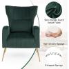 imageGiantex Velvet Accent Chair with Lumbar Pillow Upholstered Tufted Wingback Arm Chair wGolden Metal Legs Mid Century Modern Single Sofa Chair for Living Room Bedroom Max Load 400 LBS PinkGreen