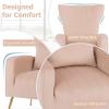 imageGiantex Velvet Accent Chair with Lumbar Pillow Upholstered Tufted Wingback Arm Chair wGolden Metal Legs Mid Century Modern Single Sofa Chair for Living Room Bedroom Max Load 400 LBS PinkPink