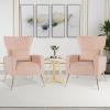 imageGiantex Velvet Accent Chair with Lumbar Pillow Upholstered Tufted Wingback Arm Chair wGolden Metal Legs Mid Century Modern Single Sofa Chair for Living Room Bedroom Max Load 400 LBS PinkPink