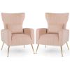 imageGiantex Velvet Accent Chair with Lumbar Pillow Upholstered Tufted Wingback Arm Chair wGolden Metal Legs Mid Century Modern Single Sofa Chair for Living Room Bedroom Max Load 400 LBS PinkPink