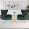 imageGiantex Velvet Accent Chair with Lumbar Pillow Upholstered Tufted Wingback Arm Chair wGolden Metal Legs Mid Century Modern Single Sofa Chair for Living Room Bedroom Max Load 400 LBS PinkGreen