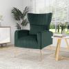 imageGiantex Velvet Accent Chair with Lumbar Pillow Upholstered Tufted Wingback Arm Chair wGolden Metal Legs Mid Century Modern Single Sofa Chair for Living Room Bedroom Max Load 400 LBS PinkGreen