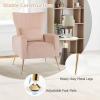 imageGiantex Velvet Accent Chair with Lumbar Pillow Upholstered Tufted Wingback Arm Chair wGolden Metal Legs Mid Century Modern Single Sofa Chair for Living Room Bedroom Max Load 400 LBS PinkPink