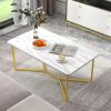 imageGiantex White Marble Coffee Table 42L Rectangular Center Table with Faux Marble Print ampamp Gold Finished Metal Frame Modern Accent Table for Living Room Sofa Side Bedroom Office