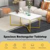imageGiantex White Marble Coffee Table 42L Rectangular Center Table with Faux Marble Print ampamp Gold Finished Metal Frame Modern Accent Table for Living Room Sofa Side Bedroom Office