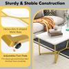 imageGiantex White Marble Coffee Table 42L Rectangular Center Table with Faux Marble Print ampamp Gold Finished Metal Frame Modern Accent Table for Living Room Sofa Side Bedroom Office