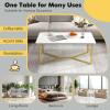 imageGiantex White Marble Coffee Table 42L Rectangular Center Table with Faux Marble Print ampamp Gold Finished Metal Frame Modern Accent Table for Living Room Sofa Side Bedroom Office