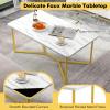 imageGiantex White Marble Coffee Table 42L Rectangular Center Table with Faux Marble Print ampamp Gold Finished Metal Frame Modern Accent Table for Living Room Sofa Side Bedroom Office