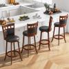 imageGiantex Wood Bar Stools Set of 2 31quot Swivel Bar Height Barstools wBack Rubber Wood Frame Padded Seat Footrest PVC Leather Wooden Counter Bar Chairs for Kitchen Island Restaurant Espresso2