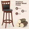 imageGiantex Wood Bar Stools Set of 2 31quot Swivel Bar Height Barstools wBack Rubber Wood Frame Padded Seat Footrest PVC Leather Wooden Counter Bar Chairs for Kitchen Island Restaurant Espresso2