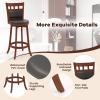 imageGiantex Wood Bar Stools Set of 2 31quot Swivel Bar Height Barstools wBack Rubber Wood Frame Padded Seat Footrest PVC Leather Wooden Counter Bar Chairs for Kitchen Island Restaurant Espresso2