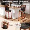 imageGiantex Wood Bar Stools Set of 2 31quot Swivel Bar Height Barstools wBack Rubber Wood Frame Padded Seat Footrest PVC Leather Wooden Counter Bar Chairs for Kitchen Island Restaurant Espresso1