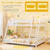 imageGiantex Wood Bunk Beds Twin Over Full Size Solid Wood Bunk Bed Frame wReversible Ladder ampamp Safety Guardrails Low Bunk Bed for Kids Teens Juniors No Box Spring Needed WhiteWhite