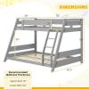 imageGiantex Wood Bunk Beds Twin Over Full Size Solid Wood Bunk Bed Frame wReversible Ladder ampamp Safety Guardrails Low Bunk Bed for Kids Teens Juniors No Box Spring Needed WhiteGrey