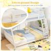 imageGiantex Wood Bunk Beds Twin Over Full Size Solid Wood Bunk Bed Frame wReversible Ladder ampamp Safety Guardrails Low Bunk Bed for Kids Teens Juniors No Box Spring Needed WhiteWhite