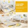 imageGiantex Wood Bunk Beds Twin Over Full Size Solid Wood Bunk Bed Frame wReversible Ladder ampamp Safety Guardrails Low Bunk Bed for Kids Teens Juniors No Box Spring Needed WhiteWhite