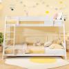 imageGiantex Wood Bunk Beds Twin Over Full Size Solid Wood Bunk Bed Frame wReversible Ladder ampamp Safety Guardrails Low Bunk Bed for Kids Teens Juniors No Box Spring Needed WhiteWhite