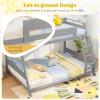 imageGiantex Wood Bunk Beds Twin Over Full Size Solid Wood Bunk Bed Frame wReversible Ladder ampamp Safety Guardrails Low Bunk Bed for Kids Teens Juniors No Box Spring Needed WhiteGrey