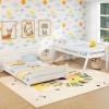 imageGiantex Wood Bunk Beds Twin Over Full Size Solid Wood Bunk Bed Frame wReversible Ladder ampamp Safety Guardrails Low Bunk Bed for Kids Teens Juniors No Box Spring Needed WhiteWhite