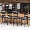 imageGiantex Wooden Bar Stools Counter Height Set of 2 245quot Farmhouse Wood Bar Dining Chairs with Solid Rubber Wood Frame Backrest Footrest Armless Barstools for Home Bar Kitchen Counter WhiteBlack