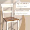 imageGiantex Wooden Bar Stools Counter Height Set of 2 245quot Farmhouse Wood Bar Dining Chairs with Solid Rubber Wood Frame Backrest Footrest Armless Barstools for Home Bar Kitchen Counter WhiteWhite