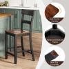 imageGiantex Wooden Bar Stools Counter Height Set of 2 245quot Farmhouse Wood Bar Dining Chairs with Solid Rubber Wood Frame Backrest Footrest Armless Barstools for Home Bar Kitchen Counter WhiteBlack