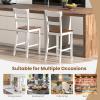 imageGiantex Wooden Bar Stools Counter Height Set of 2 245quot Farmhouse Wood Bar Dining Chairs with Solid Rubber Wood Frame Backrest Footrest Armless Barstools for Home Bar Kitchen Counter WhiteWhite