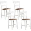 imageGiantex Wooden Bar Stools Counter Height Set of 2 245quot Farmhouse Wood Bar Dining Chairs with Solid Rubber Wood Frame Backrest Footrest Armless Barstools for Home Bar Kitchen Counter WhiteWhite
