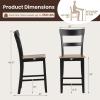 imageGiantex Wooden Bar Stools Counter Height Set of 2 245quot Farmhouse Wood Bar Dining Chairs with Solid Rubber Wood Frame Backrest Footrest Armless Barstools for Home Bar Kitchen Counter WhiteBlack