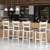 imageGiantex Wooden Bar Stools Counter Height Set of 2 245quot Farmhouse Wood Bar Dining Chairs with Solid Rubber Wood Frame Backrest Footrest Armless Barstools for Home Bar Kitchen Counter WhiteWhite